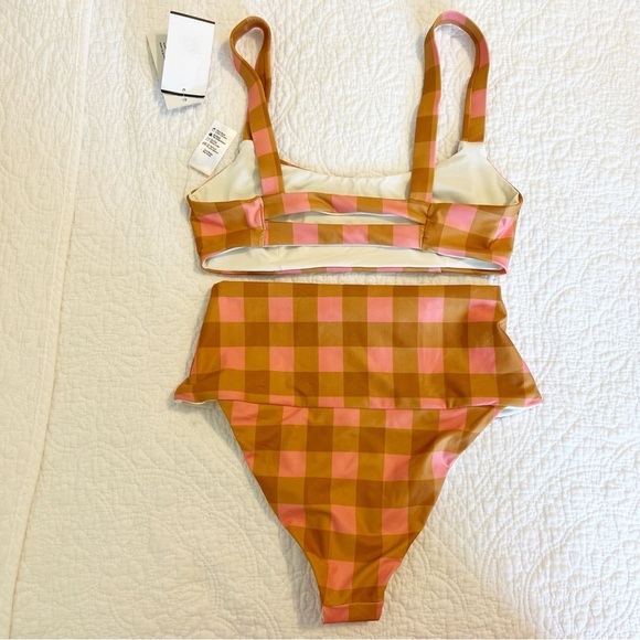 LSPACE X SEAESTA SEASIDE GINGHAM Jess Bikini Top & Bottom SET Plaid Size Small S - Picture 3 of 6
